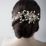 Gold Floral Matte Leaves Bridal Hair Clip - Hair Clips - Cassandra Lynne