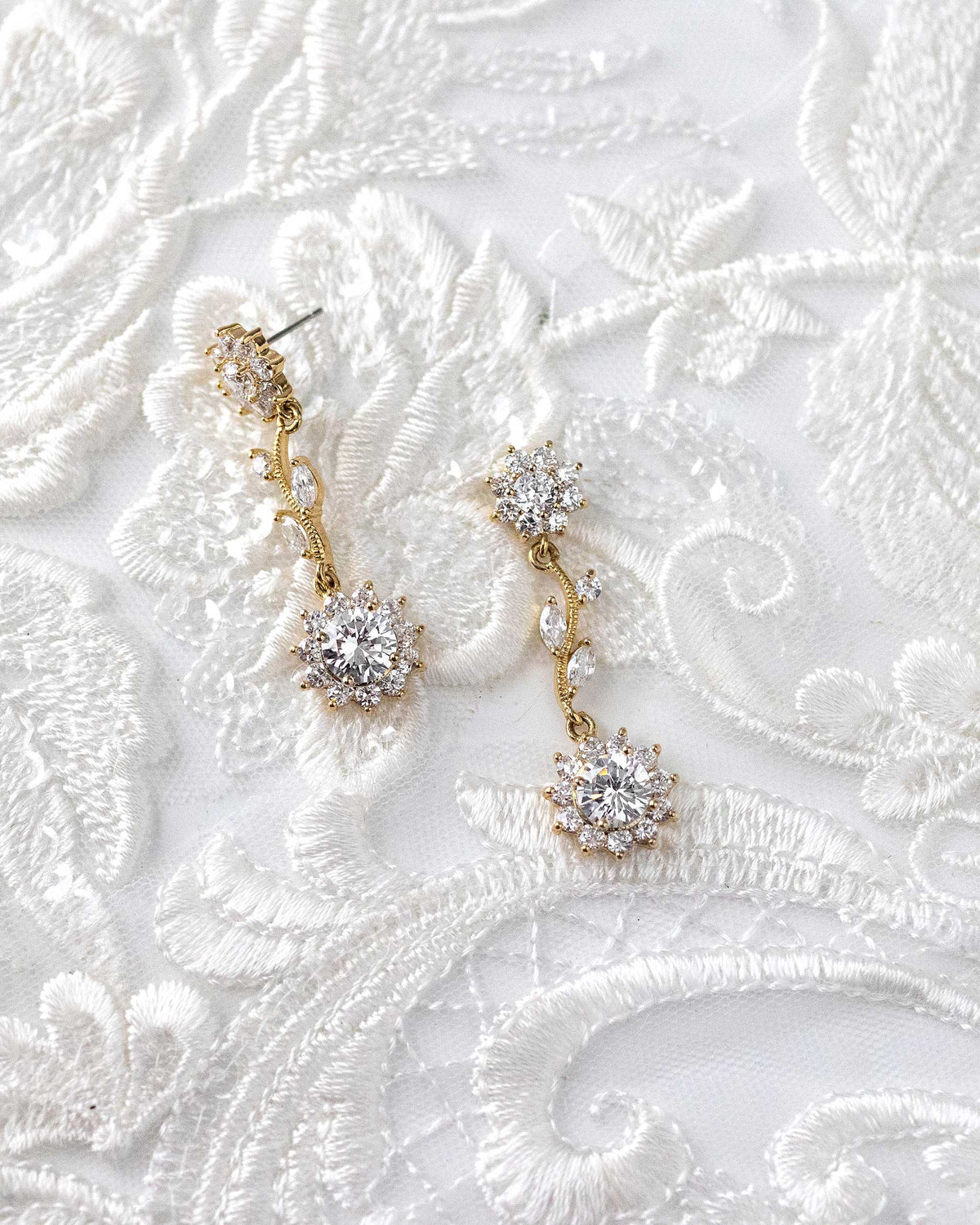 CZ Flower Dangle Earrings Cassandra Lynne