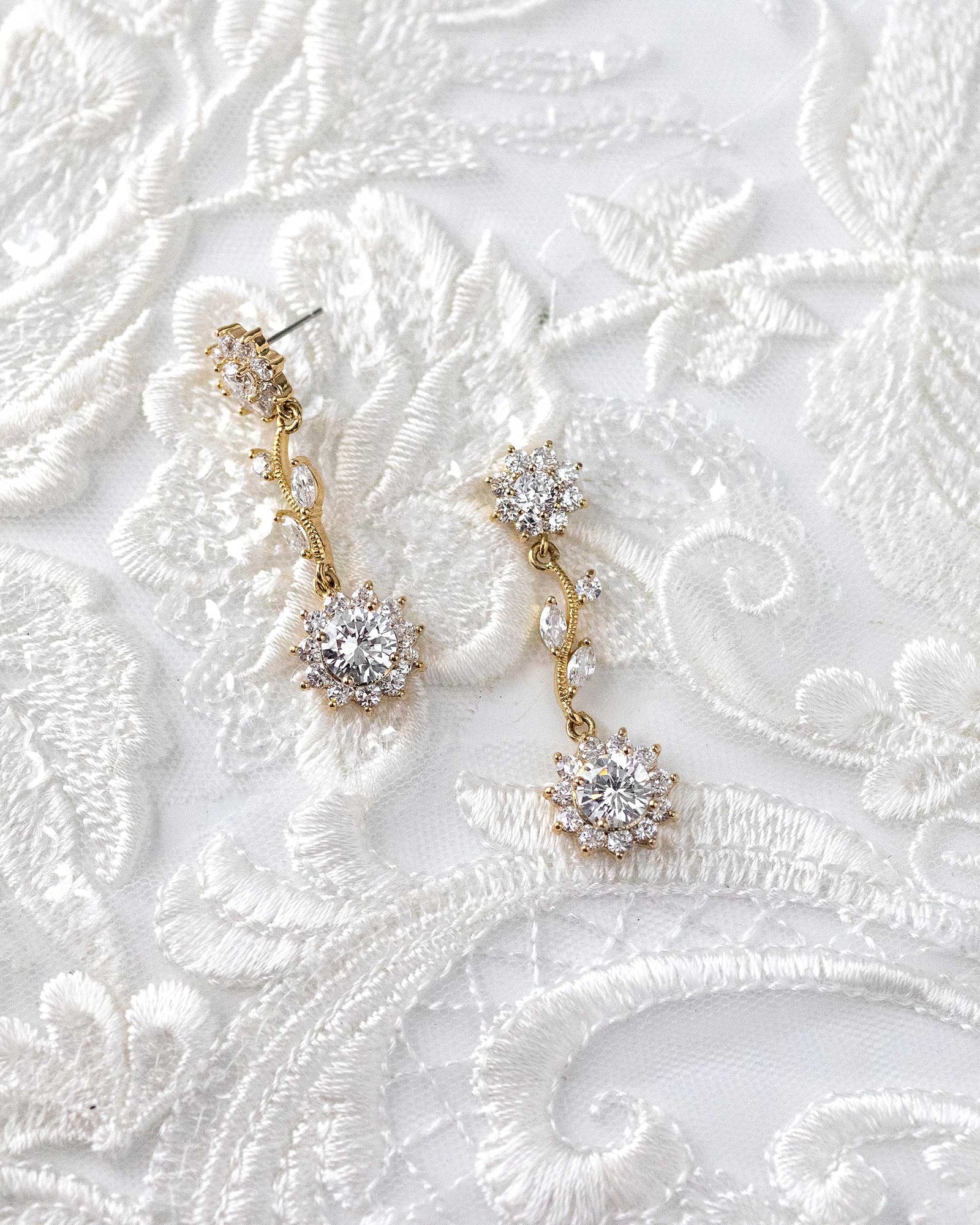 CZ Flower Dangle Earrings Cassandra Lynne