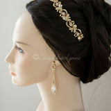 Gold Wedding Headband with Freshwater Pearls and Crystals - Cassandra Lynne