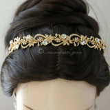 Gold Wedding Headband with Freshwater Pearls and Crystals - Cassandra Lynne