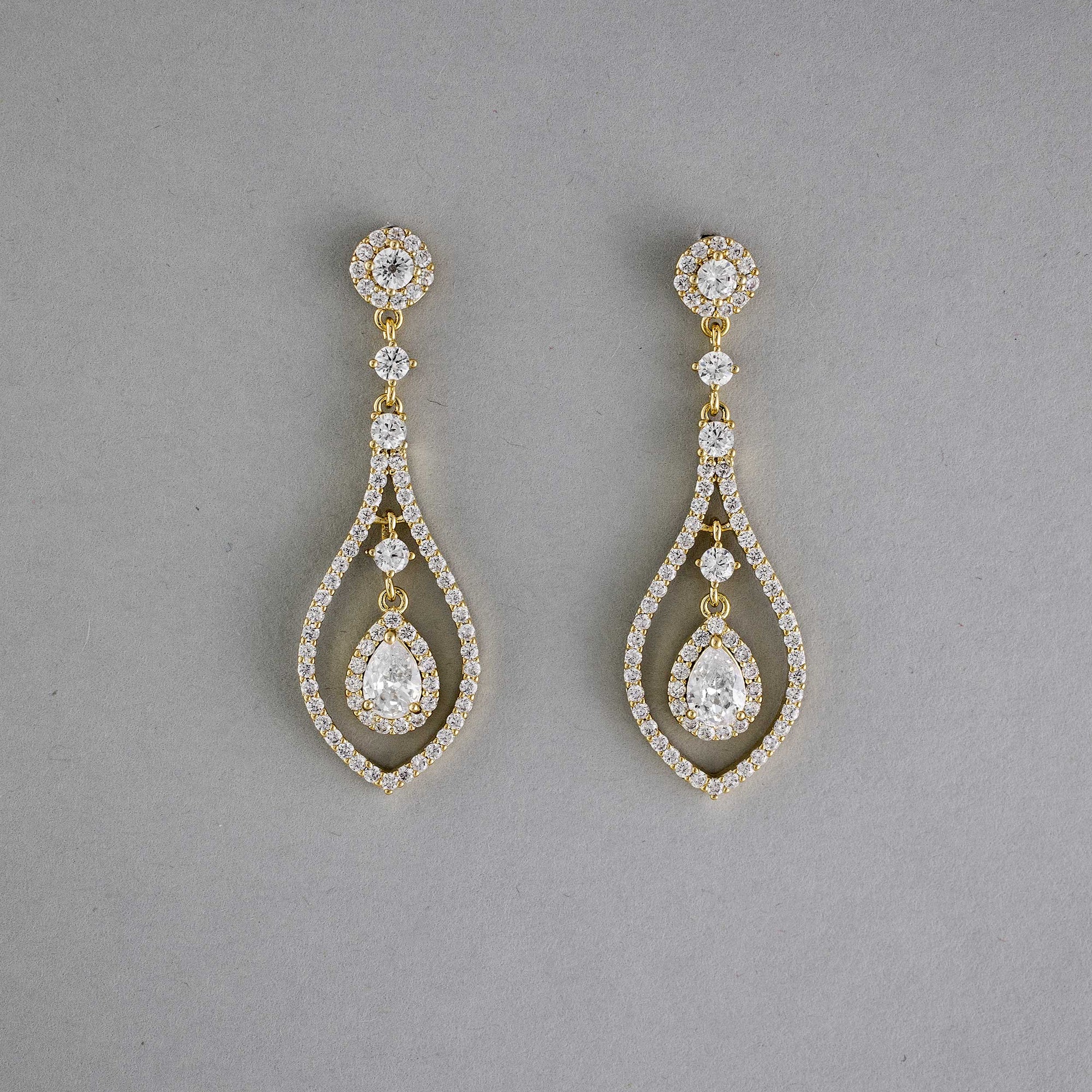 Layered CZ Teadrop Earrings for the Bride