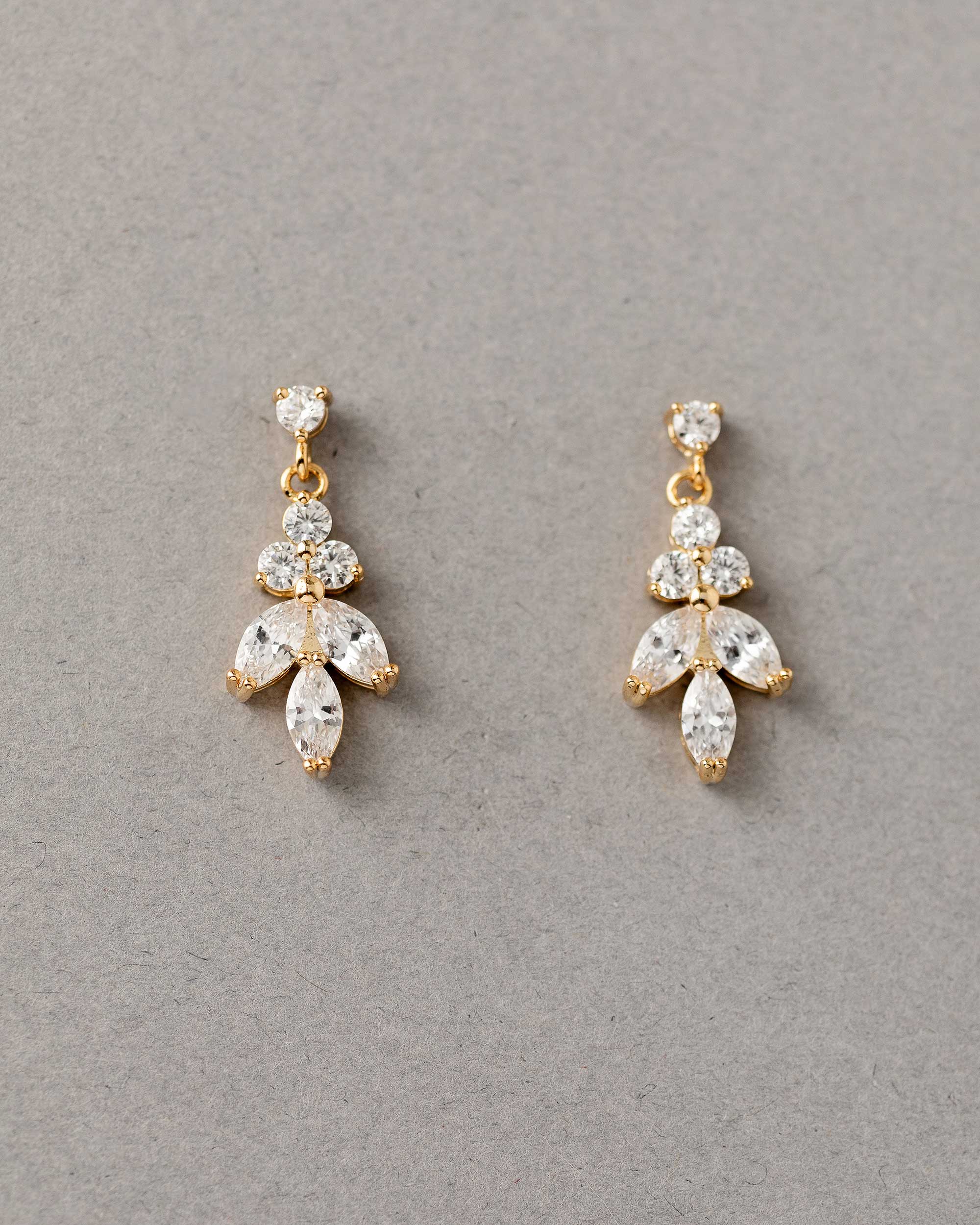 Simple Leaf Drop CZ Earrings