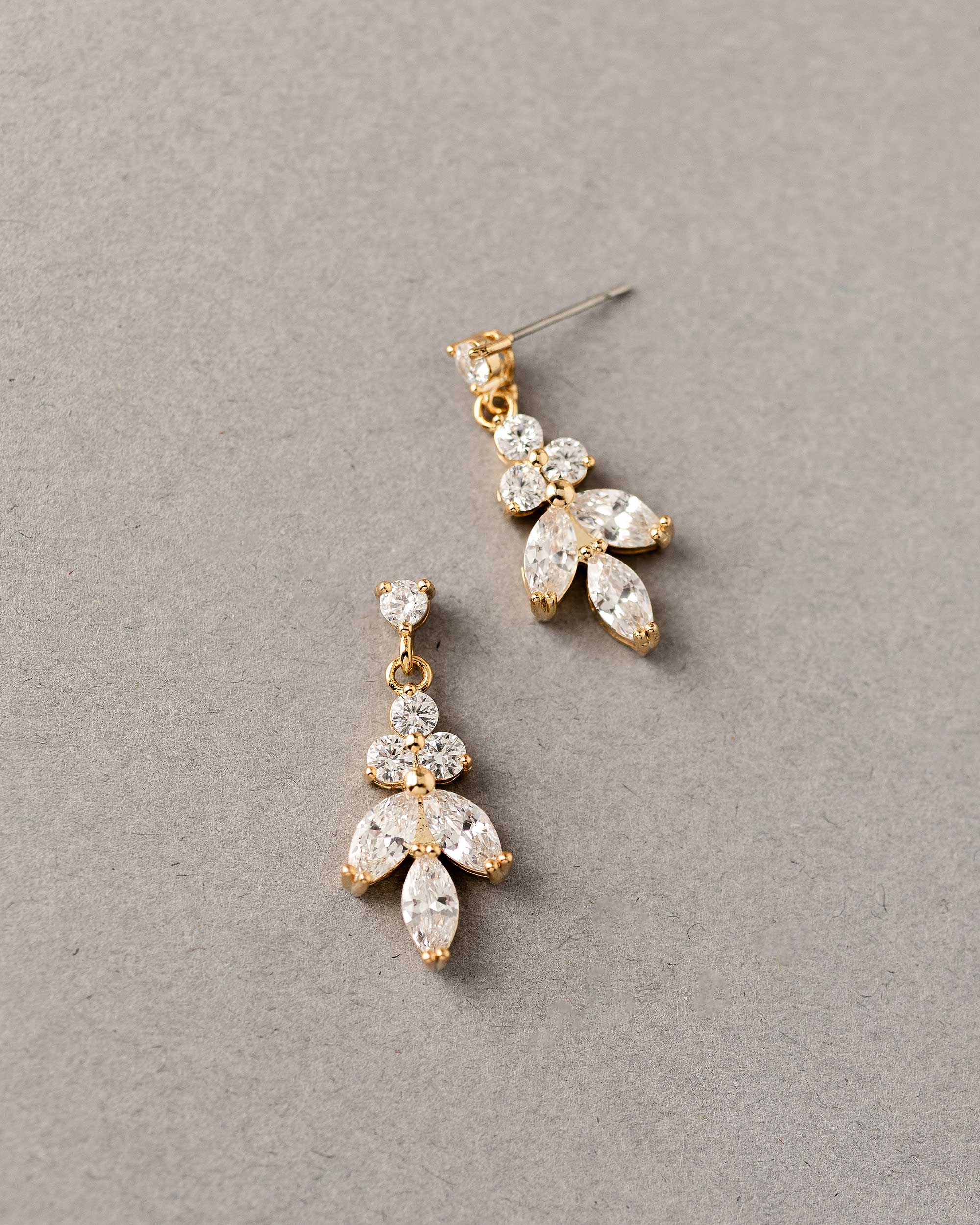 Simple Leaf Drop CZ Earrings