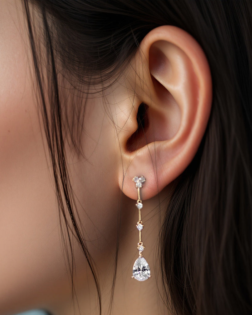 Link Drop CZ Earrings