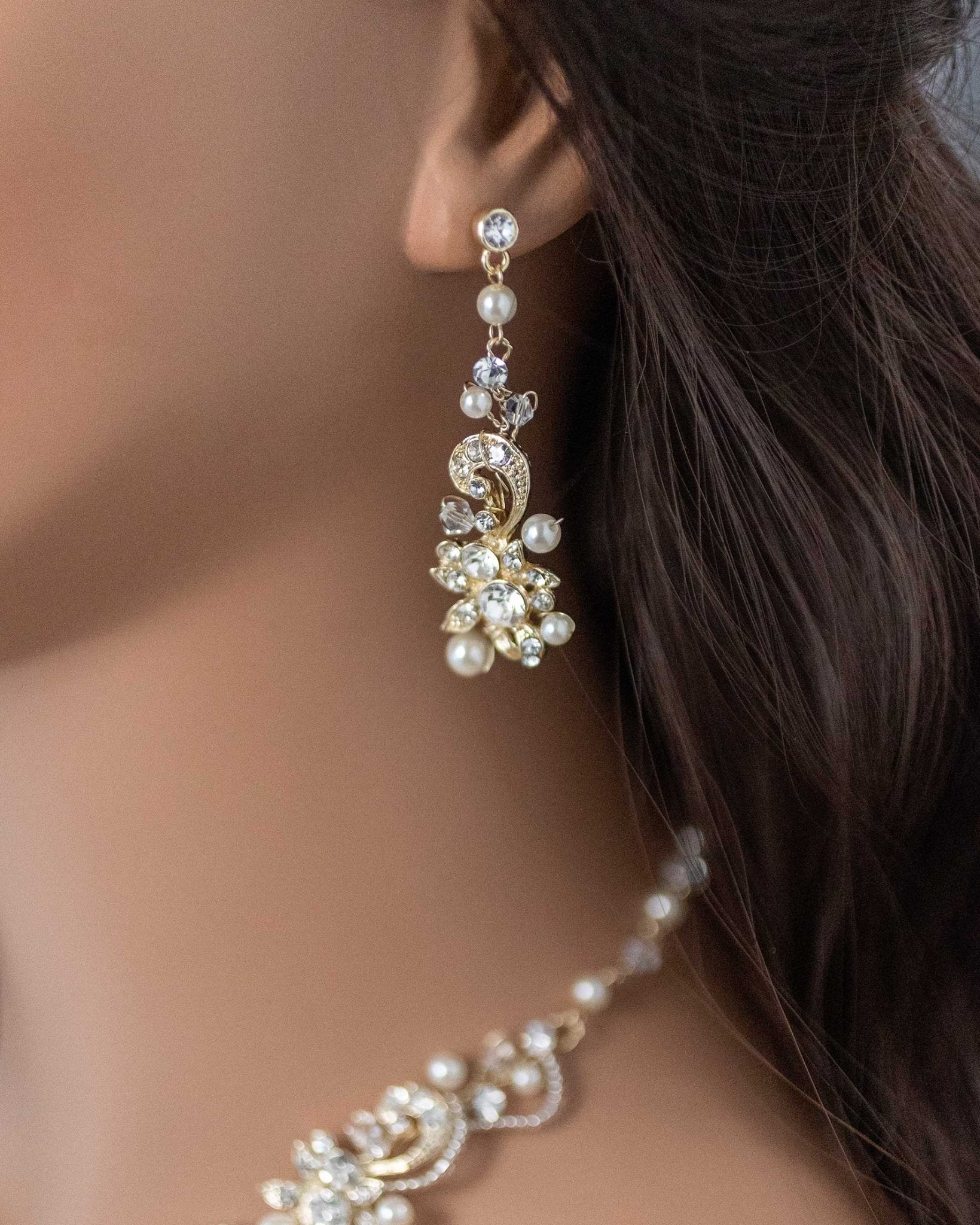 Gold or Silver Necklace Set for the Bride with Pearls - Jewelry Set - Cassandra Lynne