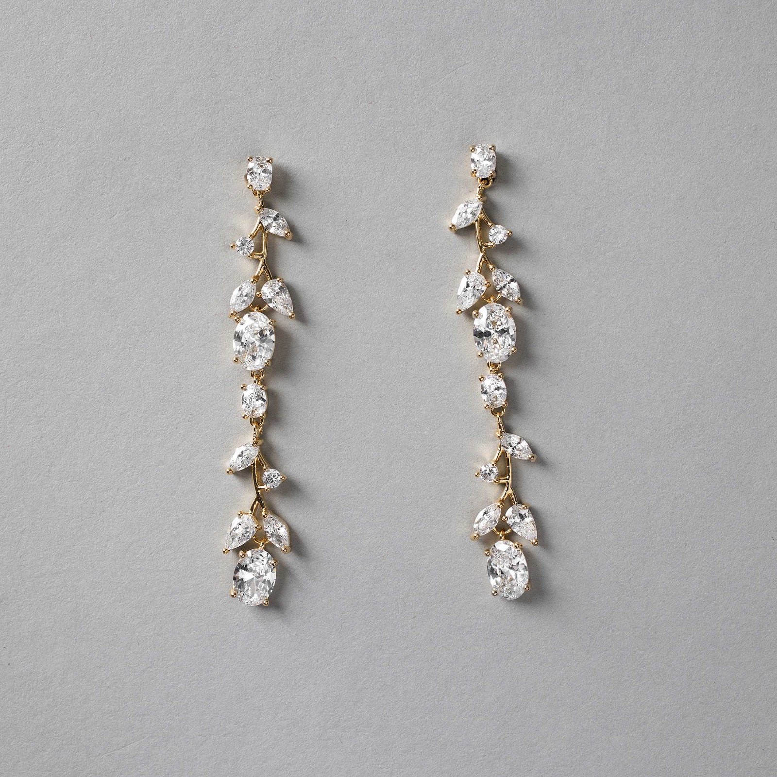 Oval Vine Drop CZ Earrings - Cassandra Lynne