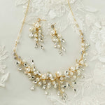 Flowers and Pearls Bridal Necklace and Earrings - Necklace Set - Cassandra Lynne