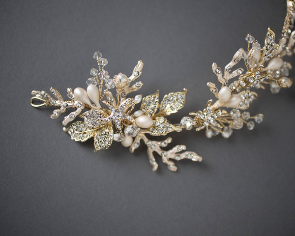 Light Gold Beach Wedding Headpiece