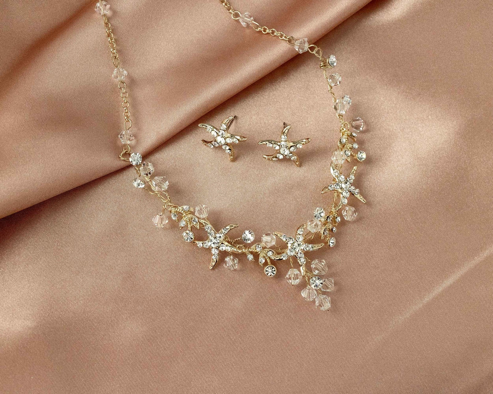Beach Wedding Necklace with Crystals and Starfish - Cassandra Lynne