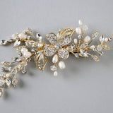 Gold Wedding Hair Clip with Pearls - Hair Clips - Cassandra Lynne