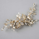 Gold Wedding Hair Clip with Pearls - Hair Clips - Cassandra Lynne