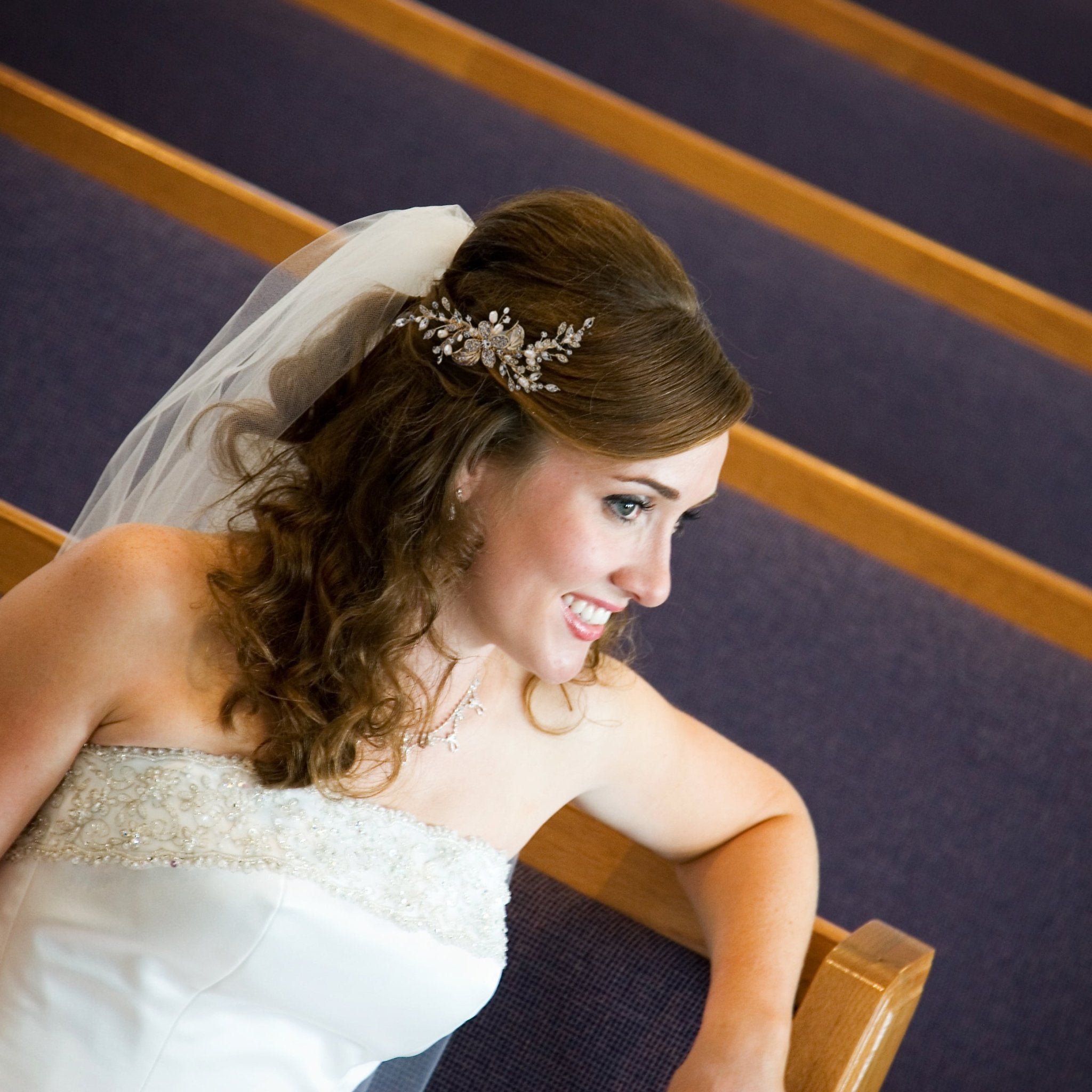Gold Wedding Hair Clip with Pearls - Hair Clips - Cassandra Lynne