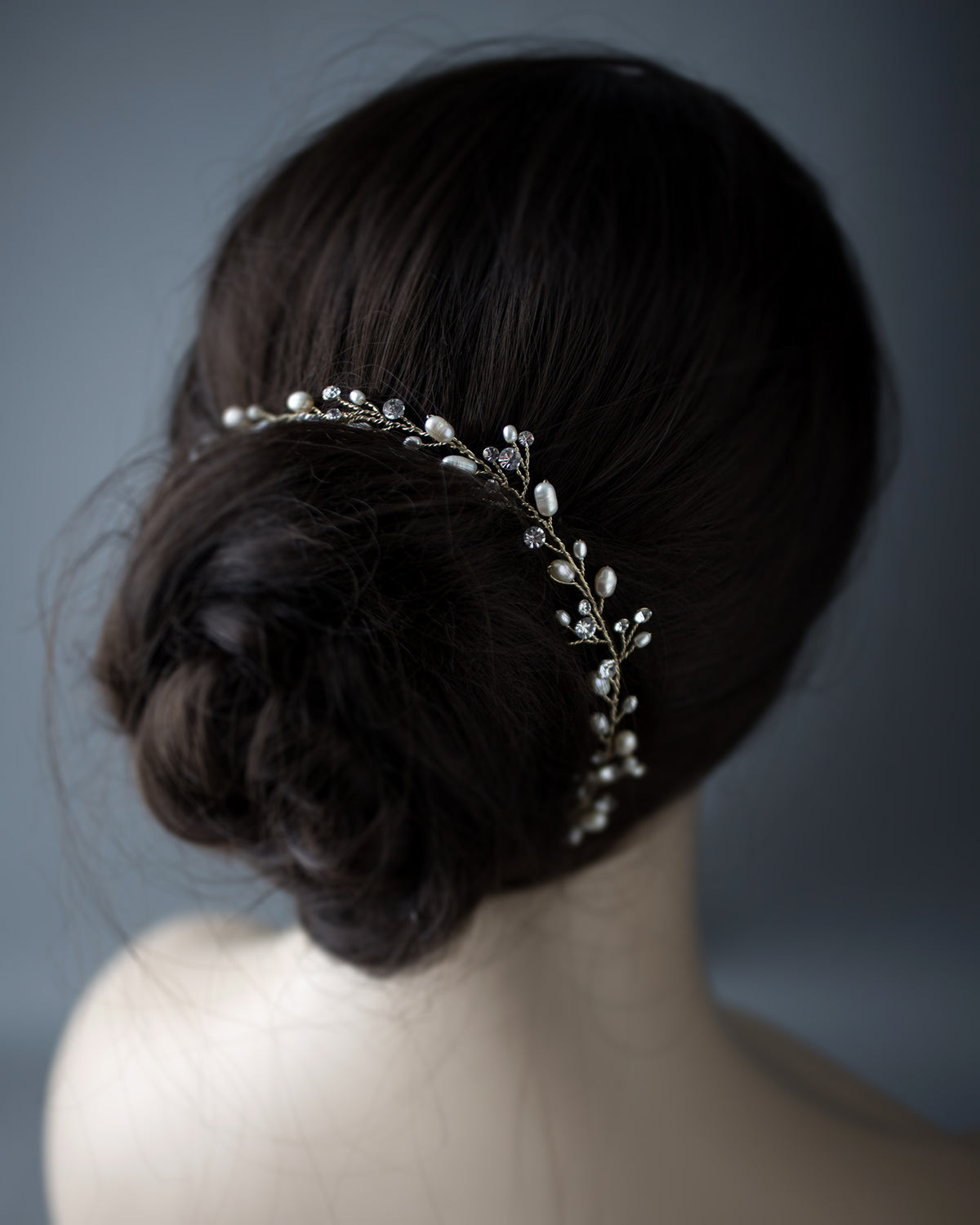 Wedding Hair Vine Headband of Freshwater Pearls and Rhinestones - Cassandra Lynne