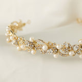 Gold Wedding Headband with Freshwater Pearls and Crystals - Cassandra Lynne