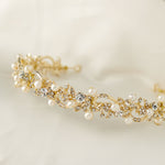 Gold Wedding Headband with Freshwater Pearls and Crystals - Cassandra Lynne