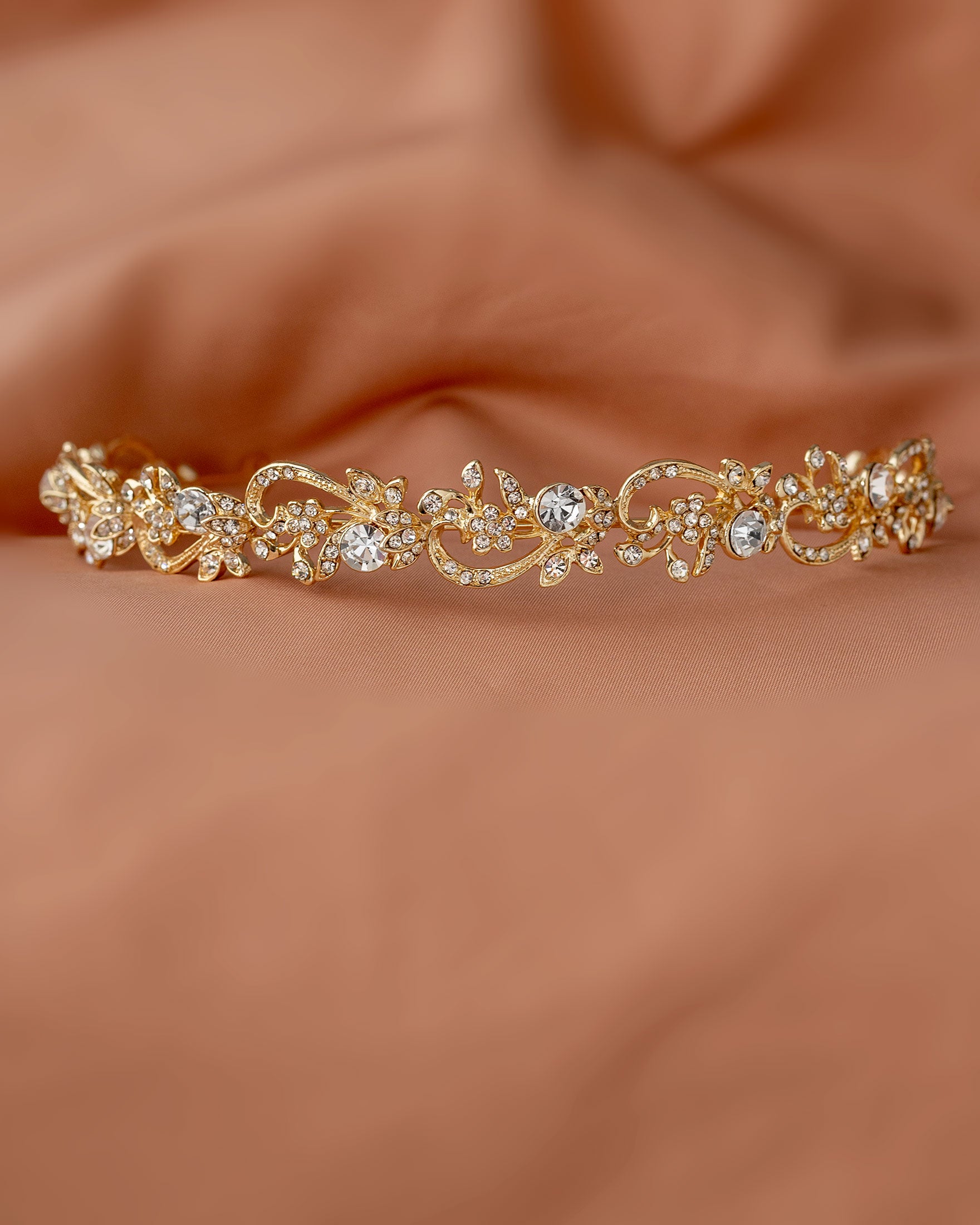 Gold Wedding Headband with Freshwater Pearls and Crystals - Cassandra Lynne