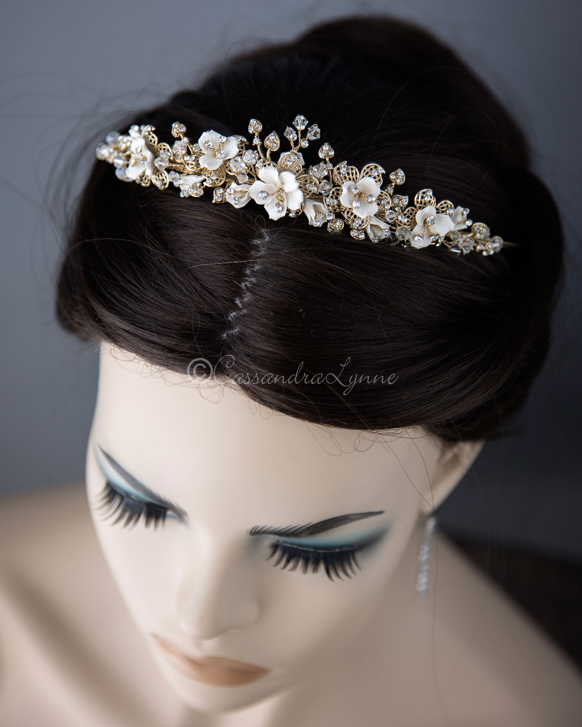 Gold Filigree Flower Bridal Tiara - Cassandra Lynne