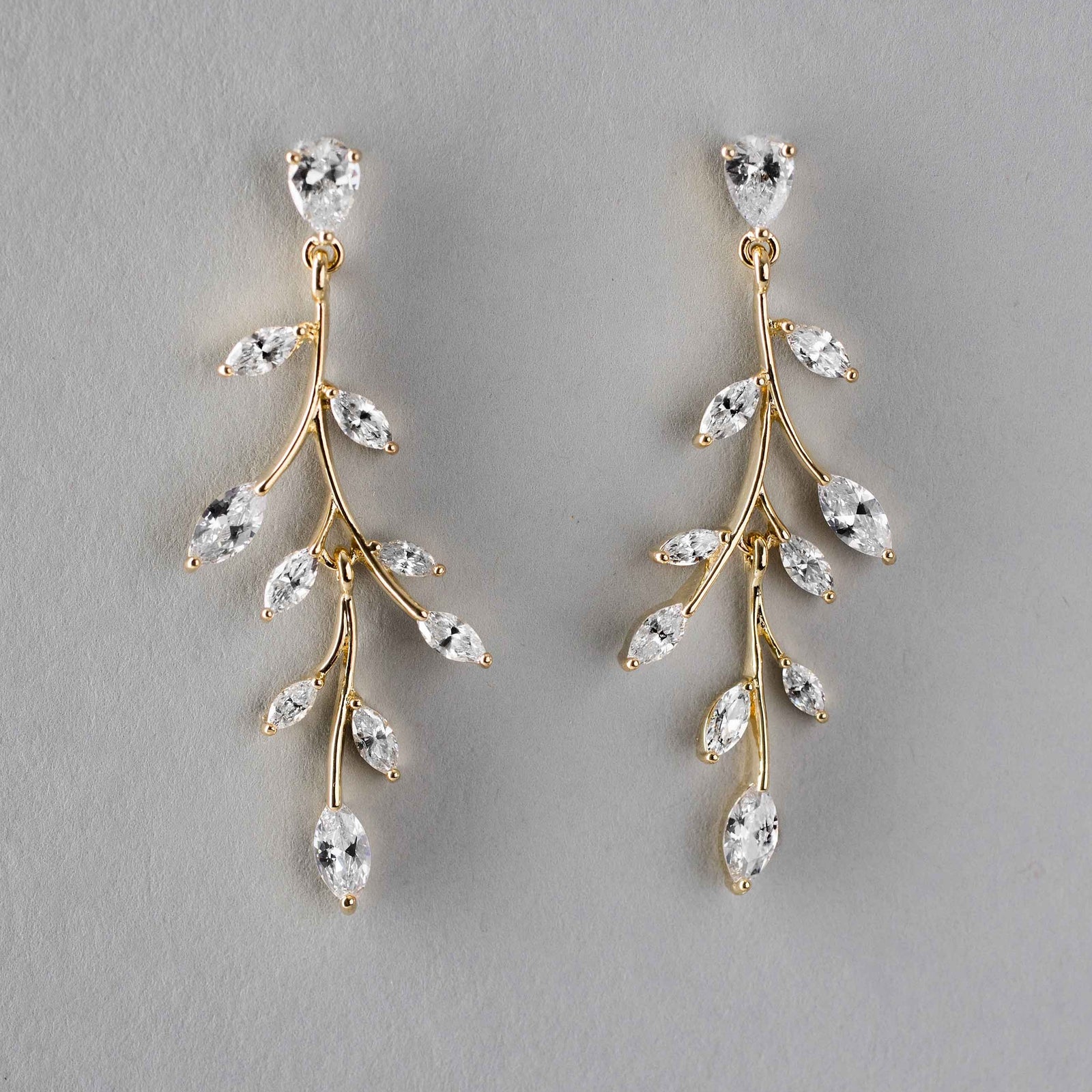 Marquise Wispy Vine Cz Bridal Earrings Cassandra Lynne