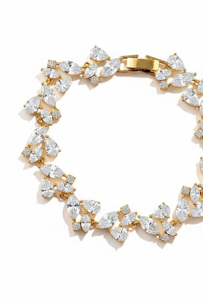 Gold wedding bracelet with clear gemstones Cassandra Lynne