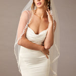 Wedding Veil with Lace Leaf Edge ivory -Cassandra Lynne