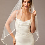Wedding Veil with Lace Leaf Edge ivory -Cassandra Lynne