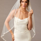 Wedding Veil with Lace Leaf Edge ivory -Cassandra Lynne