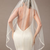 Wedding Veil with Lace Leaf Edge ivory -Cassandra Lynne