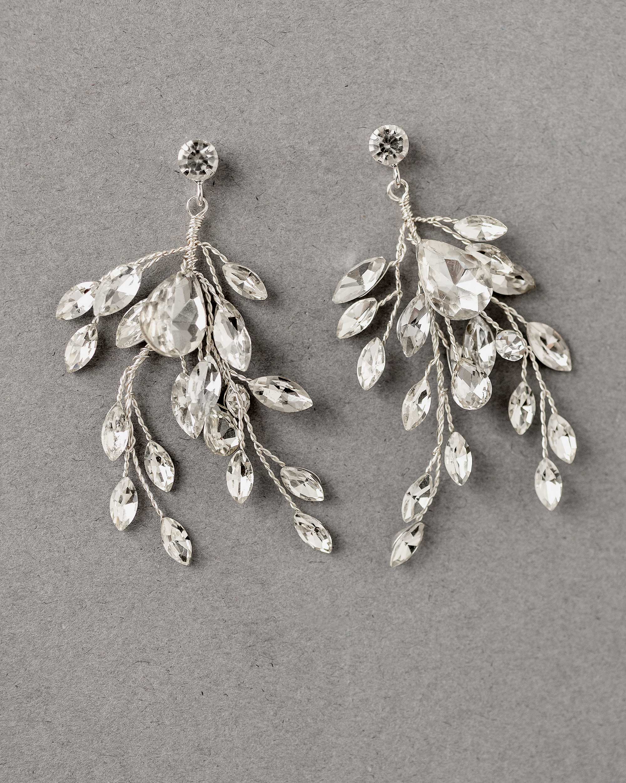 Silver Handwired Rhinestone Wedding Earrings - Cassandra Lynne