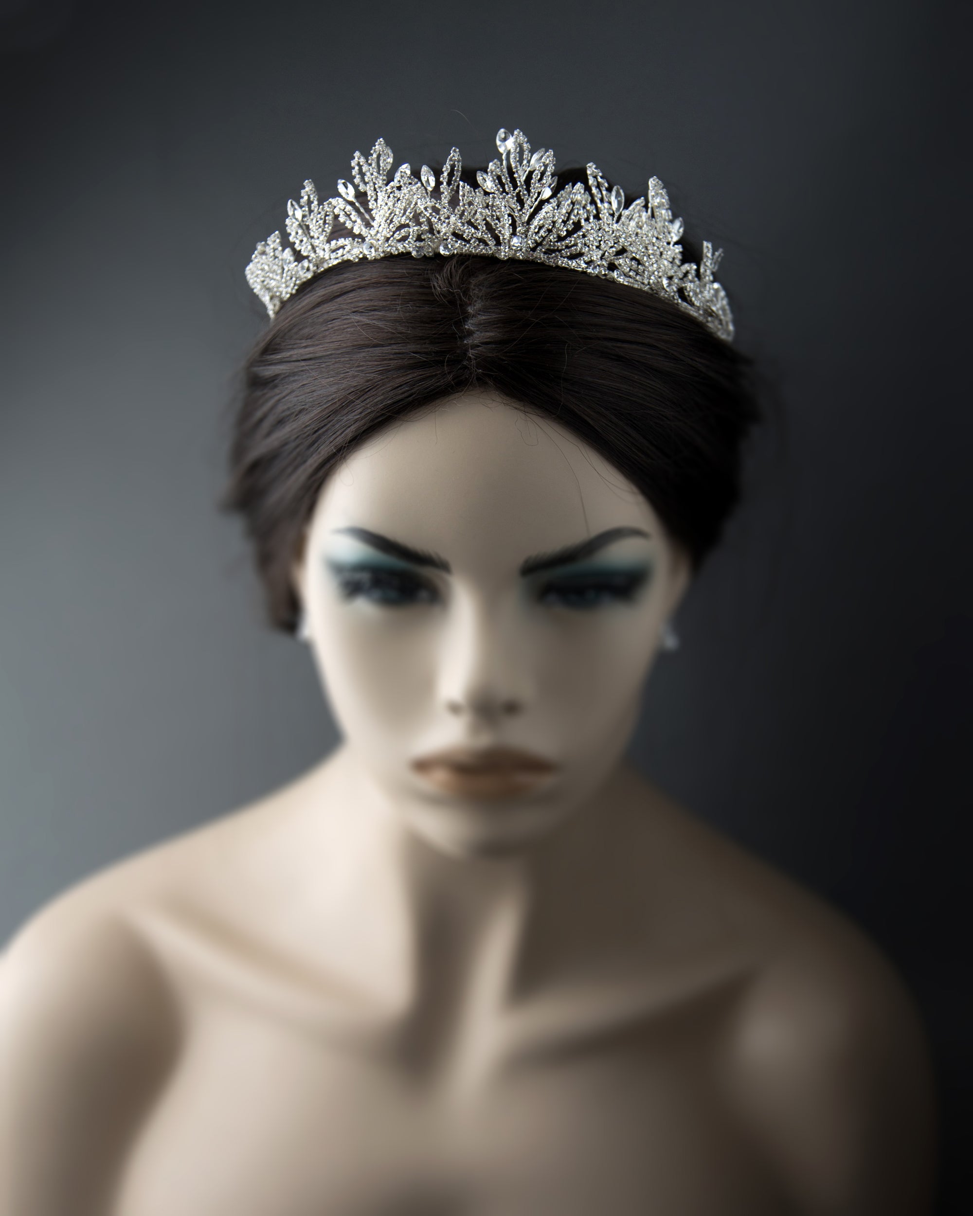 Bridal Tiara of Open Crystal Leaves - Cassandra Lynne