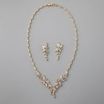 Intricate CZ Leaf Bridal Necklace Set - Necklace Set - Cassandra Lynne