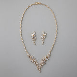 Intricate CZ Leaf Bridal Necklace Set - Necklace Set - Cassandra Lynne