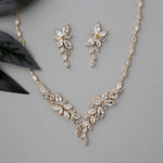 Intricate CZ Leaf Bridal Necklace Set - Necklace Set - Cassandra Lynne