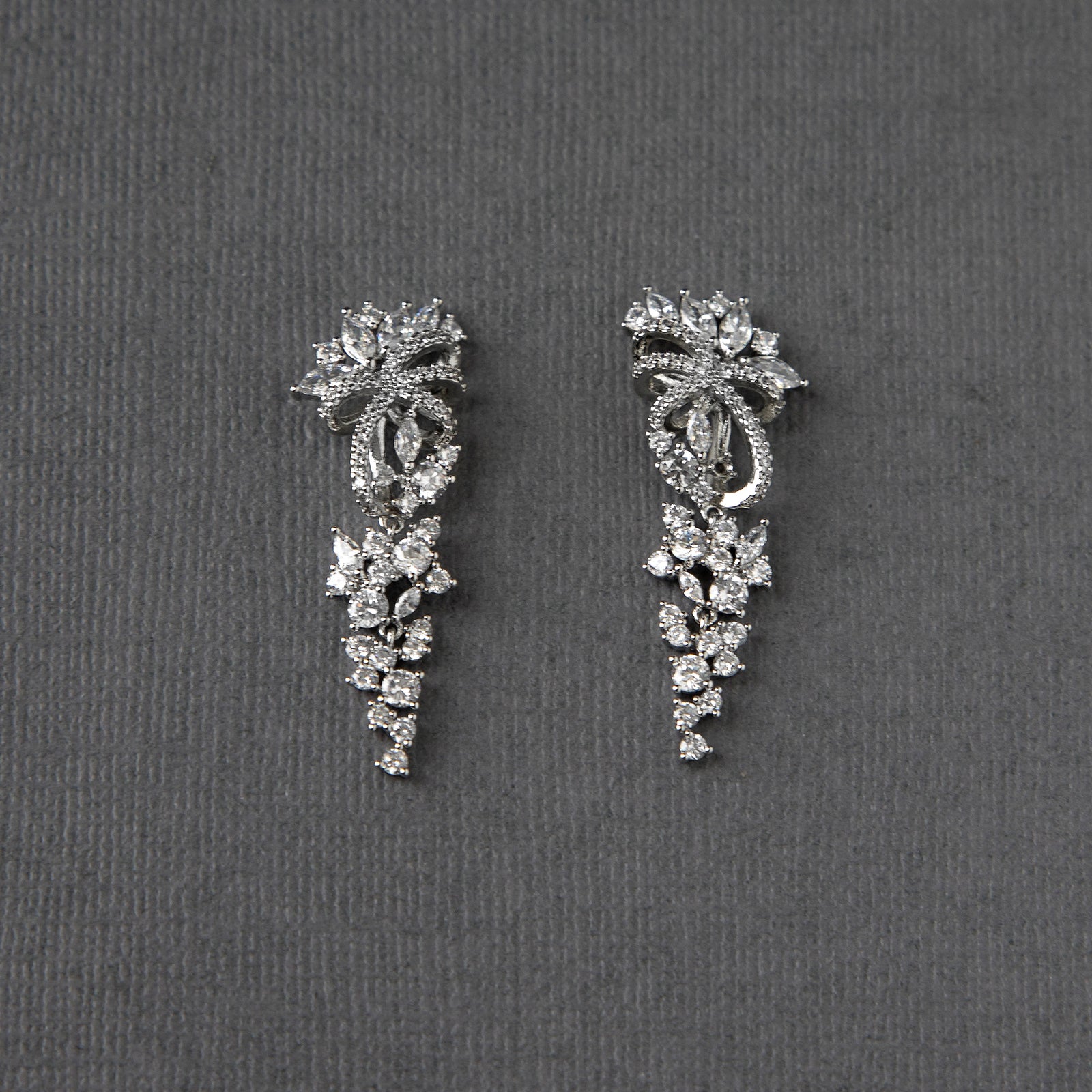 Ribbon Wrapped Marquise CZ Wedding Earrings - Cassandra Lynne