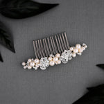 Iovry Pearl and Crystal Cluster Hair Comb - Hair Comb - Cassandra Lynne