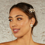 Ivory and Gold Flower Stud Earrings - Earrings - Cassandra Lynne
