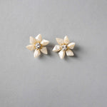 Ivory and Gold Flower Stud Earrings - Earrings - Cassandra Lynne