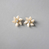 Ivory and Gold Flower Stud Earrings - Earrings - Cassandra Lynne
