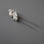 Ivory Cultured Pearls and Crystal Leaves Hair Pin - Hair Pins - Cassandra Lynne