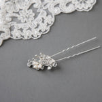 Ivory Cultured Pearls and Crystal Leaves Hair Pin - Hair Pins - Cassandra Lynne
