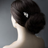 Ivory Cultured Pearls and Crystal Leaves Hair Pin - Hair Pins - Cassandra Lynne