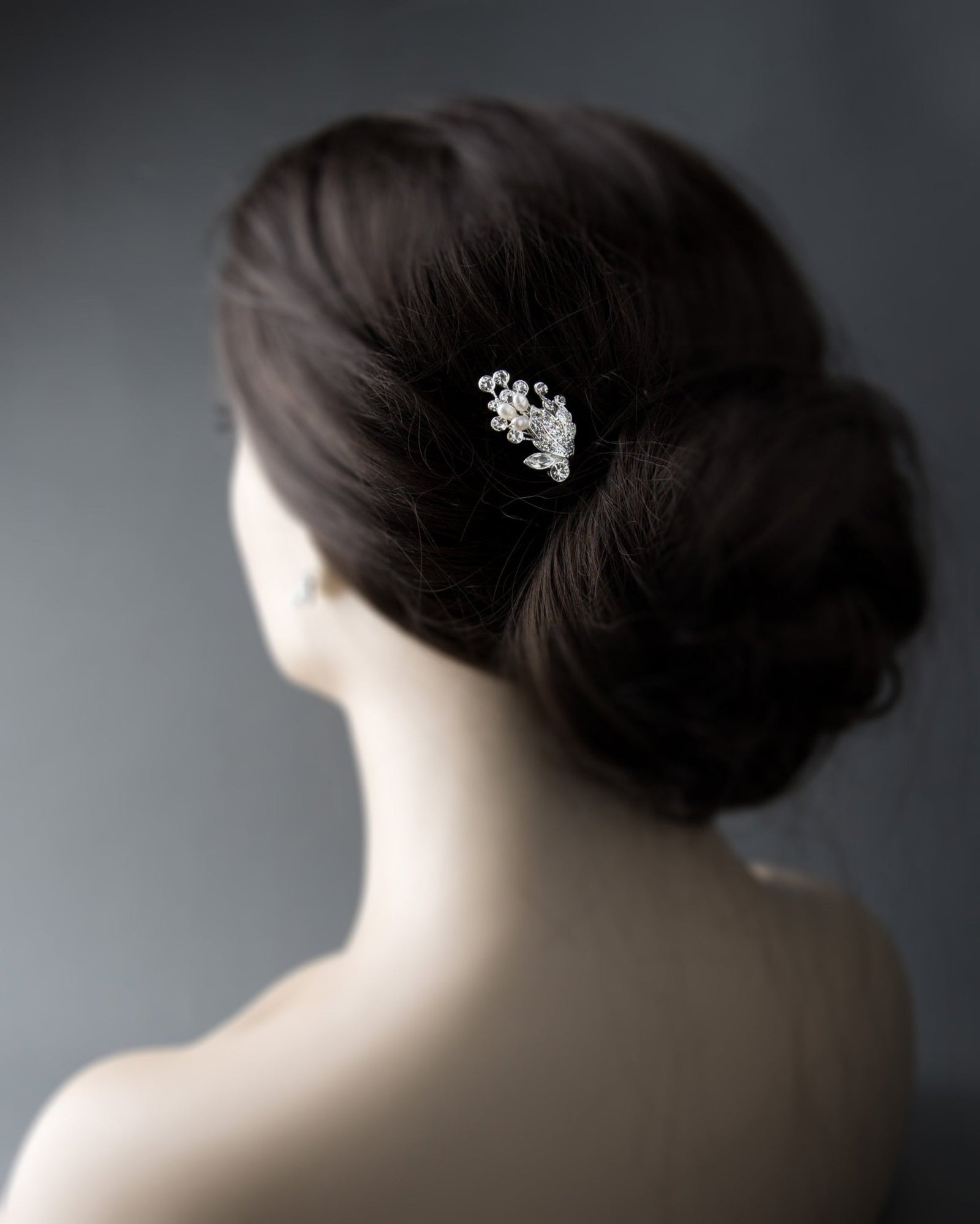Ivory Cultured Pearls and Crystal Leaves Hair Pin - Hair Pins - Cassandra Lynne