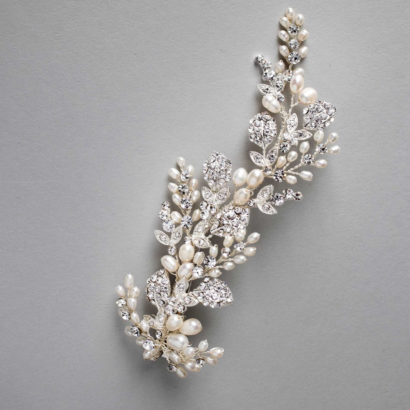 Ivory Cultured Pearls and Crystals Bridal Hair Clip - Hair Clips - Cassandra Lynne