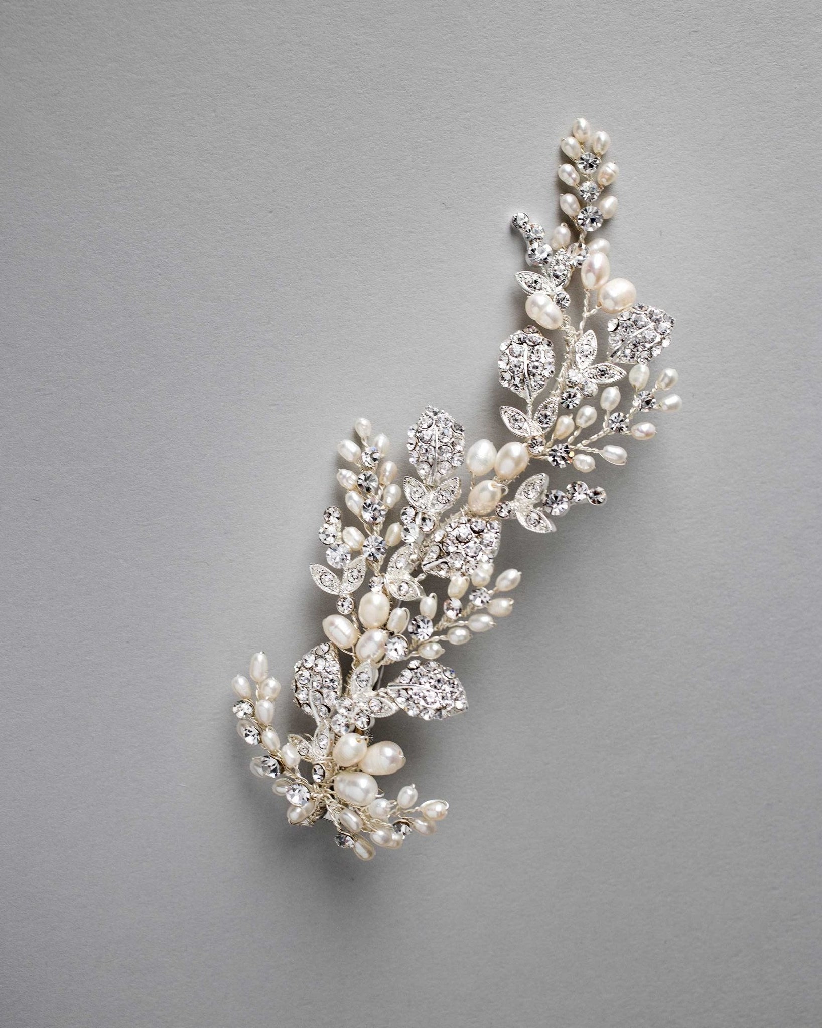 Ivory Cultured Pearls and Crystals Bridal Hair Clip - Hair Clips - Cassandra Lynne