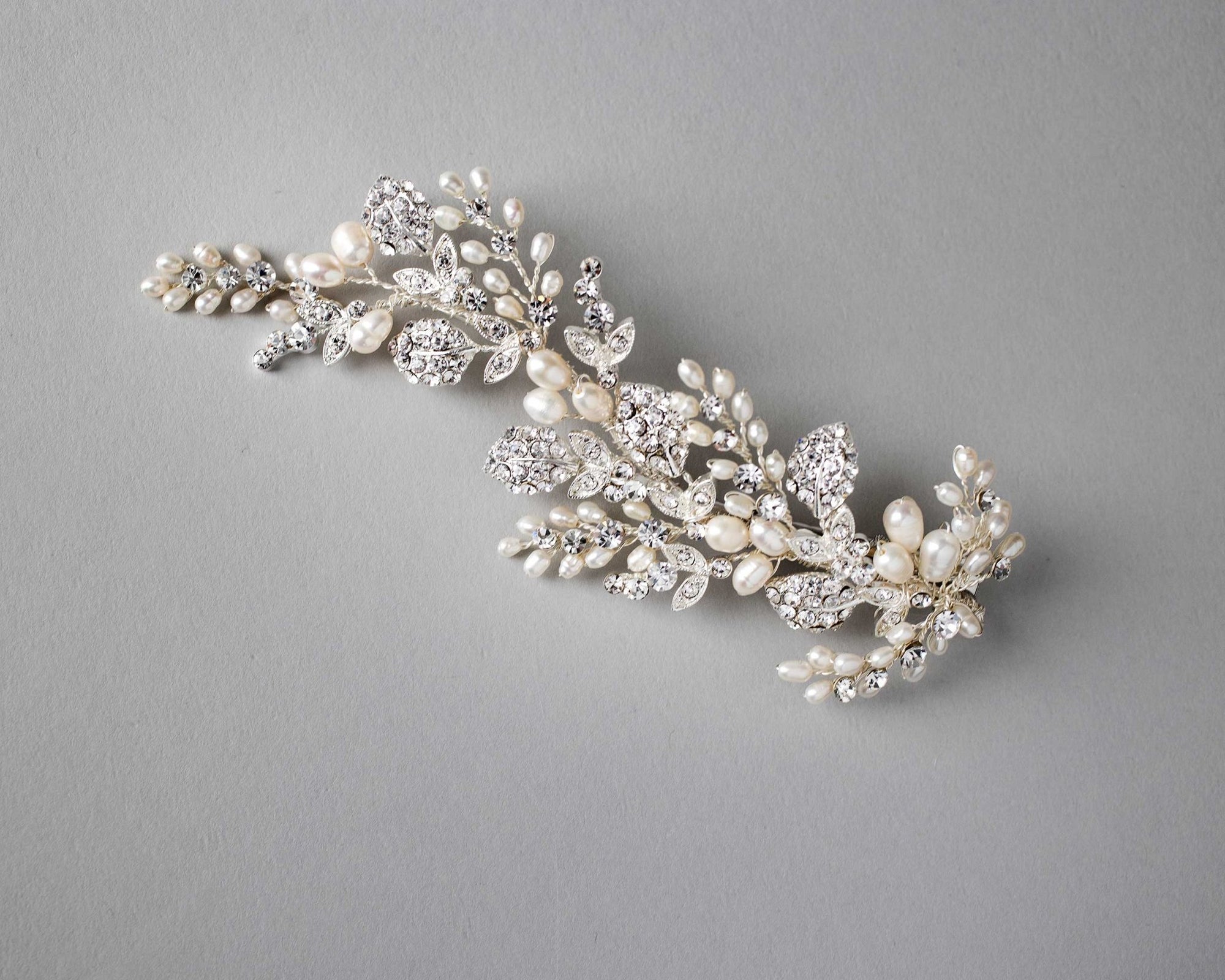 Ivory Cultured Pearls and Crystals Bridal Hair Clip - Hair Clips - Cassandra Lynne