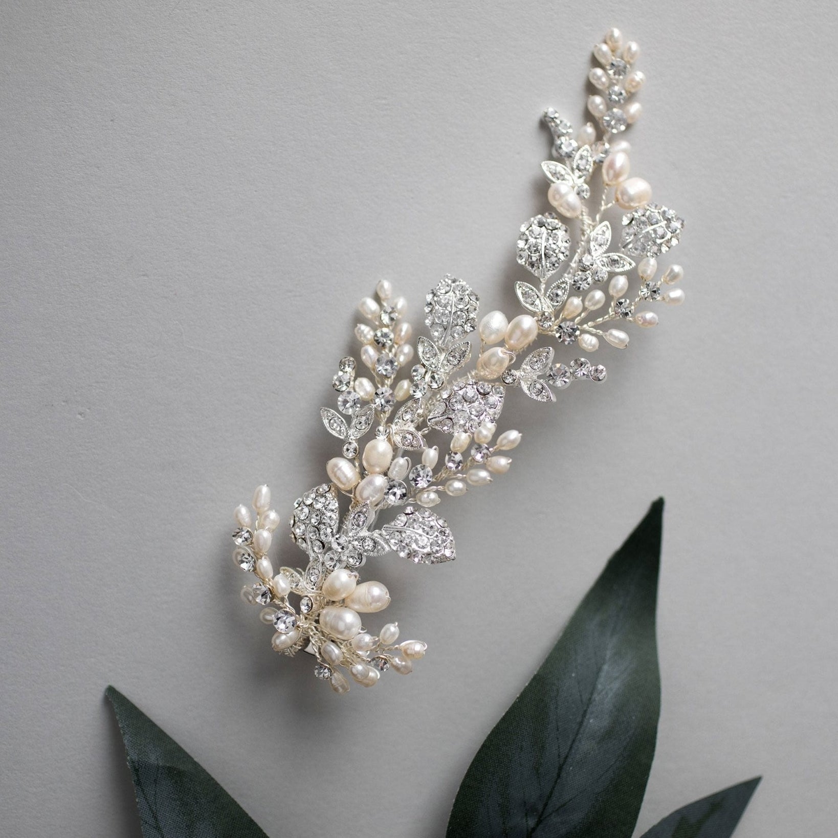 Ivory Cultured Pearls and Crystals Bridal Hair Clip - Hair Clips - Cassandra Lynne