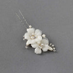 Ivory Double Flower Bridal Hair Pin - Hair Pins - Cassandra Lynne