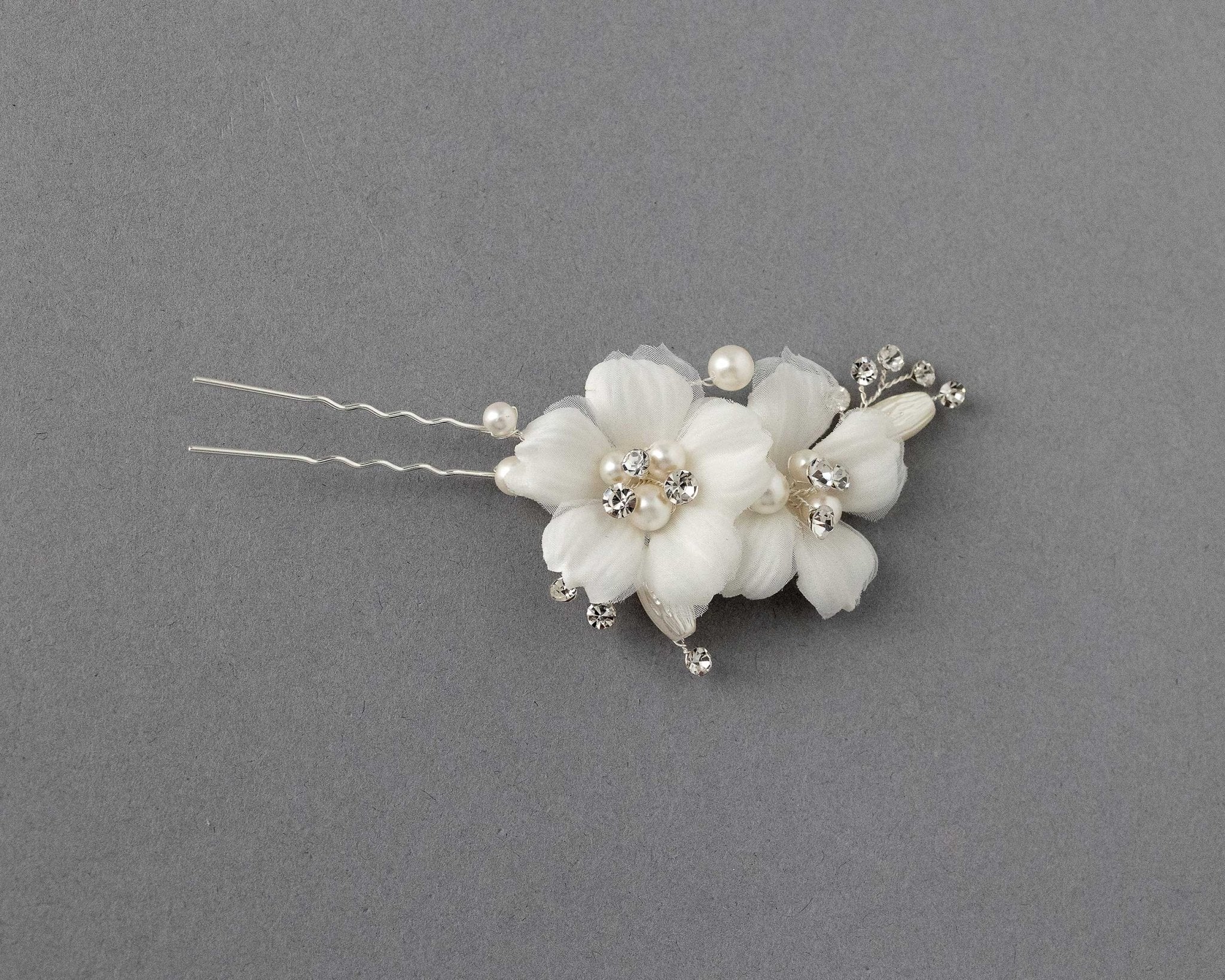 Ivory Double Flower Bridal Hair Pin - Hair Pins - Cassandra Lynne