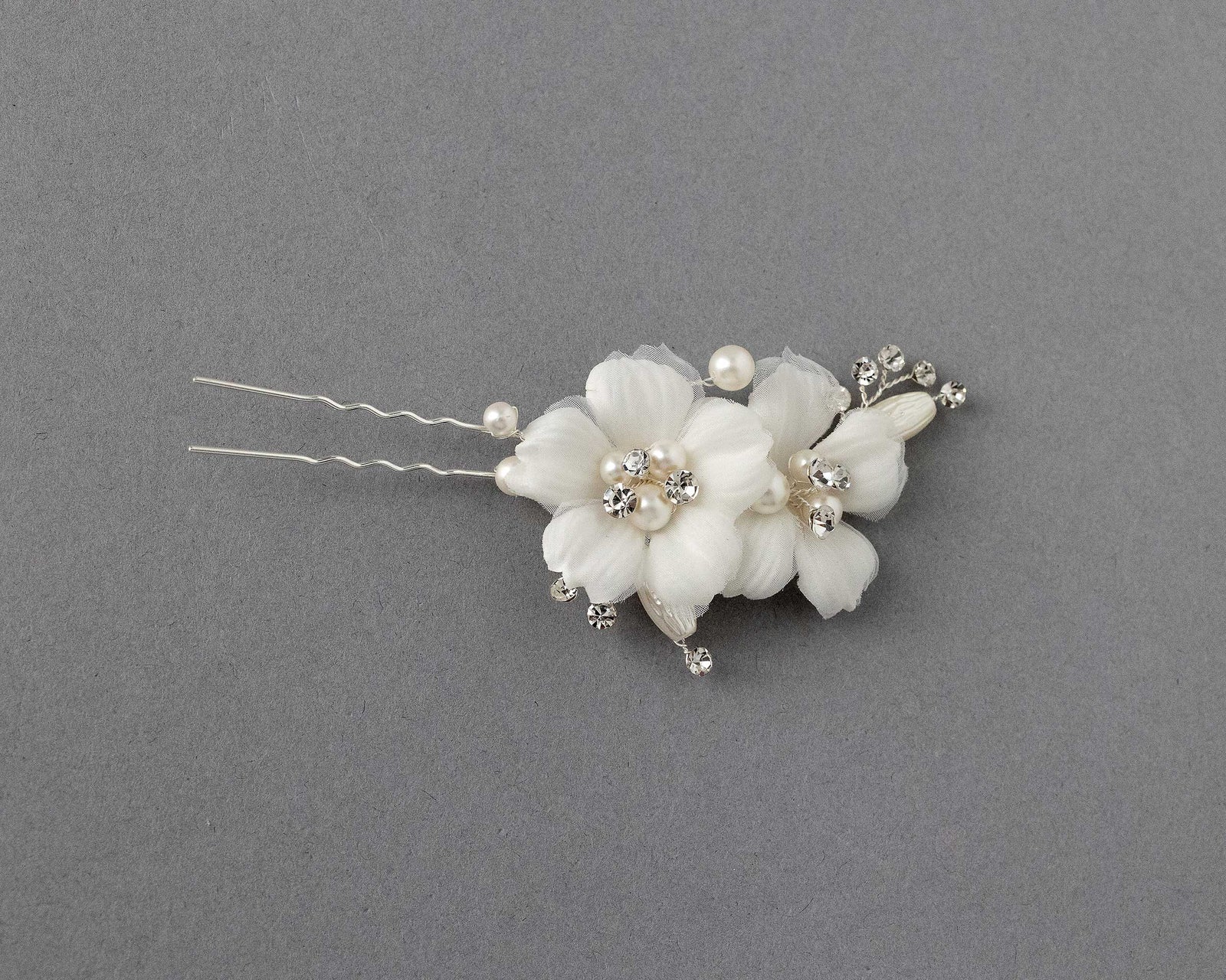 Ivory Double Flower Bridal Hair Pin - Cassandra Lynne
