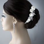 Ivory Flowers and Pearls Tiara Comb - Tiara Comb - Cassandra Lynne